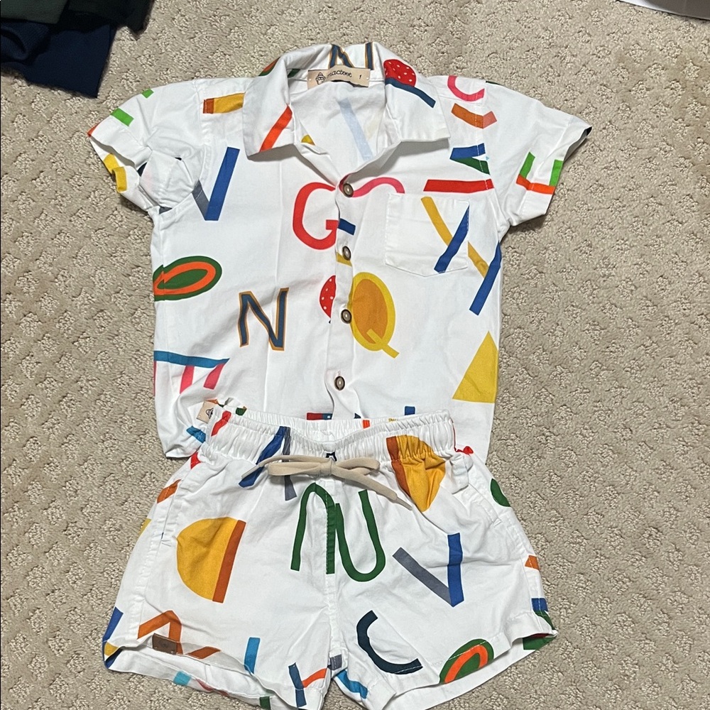 Colorful boy Alphabet Kids Matching Set 100% cotton